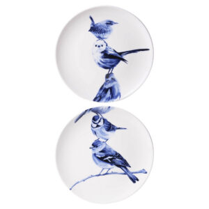 HEINEN DELFTSBLAUW | Wandbord Tweeluik vogels
