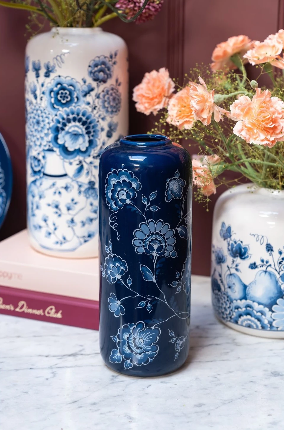 HEINEN DELFTS BLAUW | Cylinder vaas blauw Cabinet des Fleurs