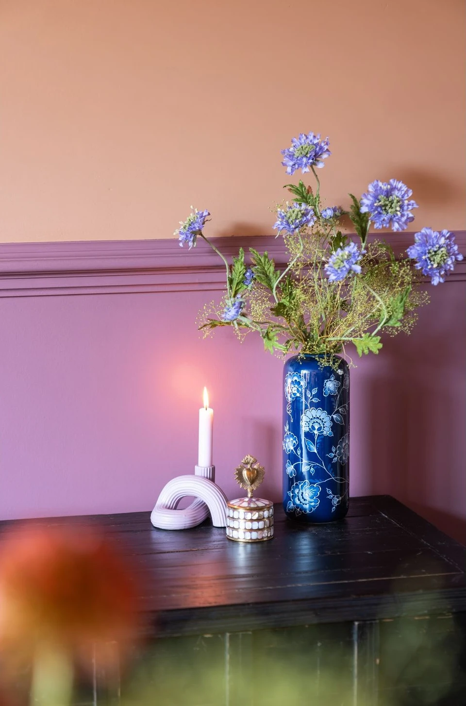 HEINEN DELFTS BLAUW | Cylinder vaas blauw Cabinet des Fleurs - Afbeelding 4