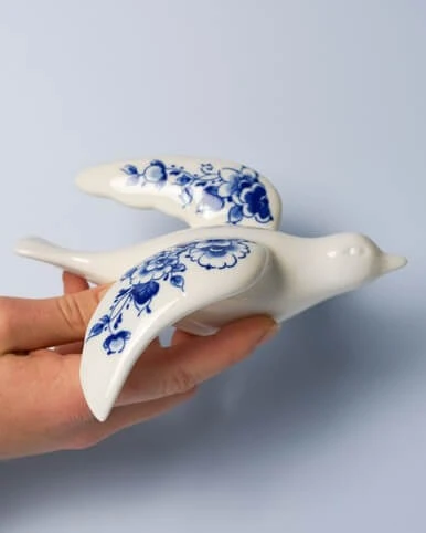 HEINEN DELFTS BLAUW | Wandvogel keramiek Delftsblauw 16 - Afbeelding 3