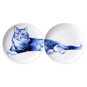 HEINEN DELFTS BLAUW | Wandbord Relaxte kat