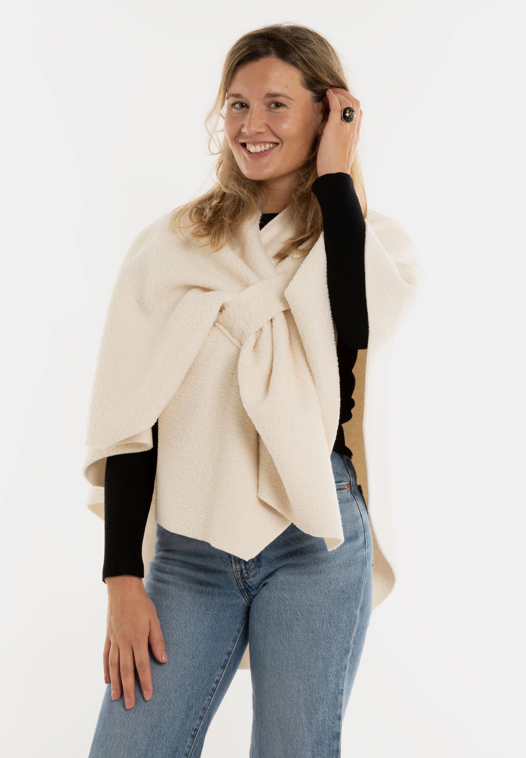 KNIT FACTORY | Omslagvest Lina Ecru - Afbeelding 2