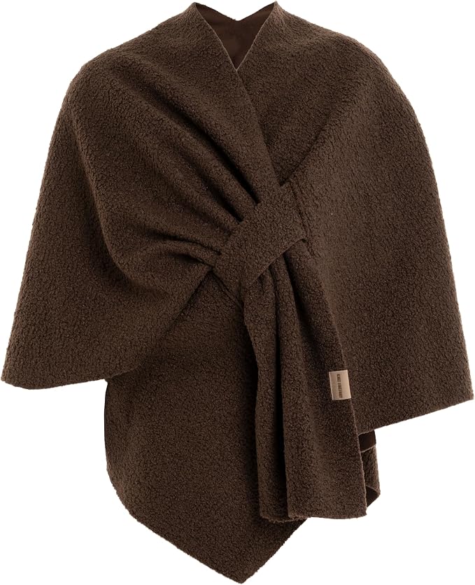 KNIT FACTORY | Omslagvest Lina Dark Brown - Afbeelding 3