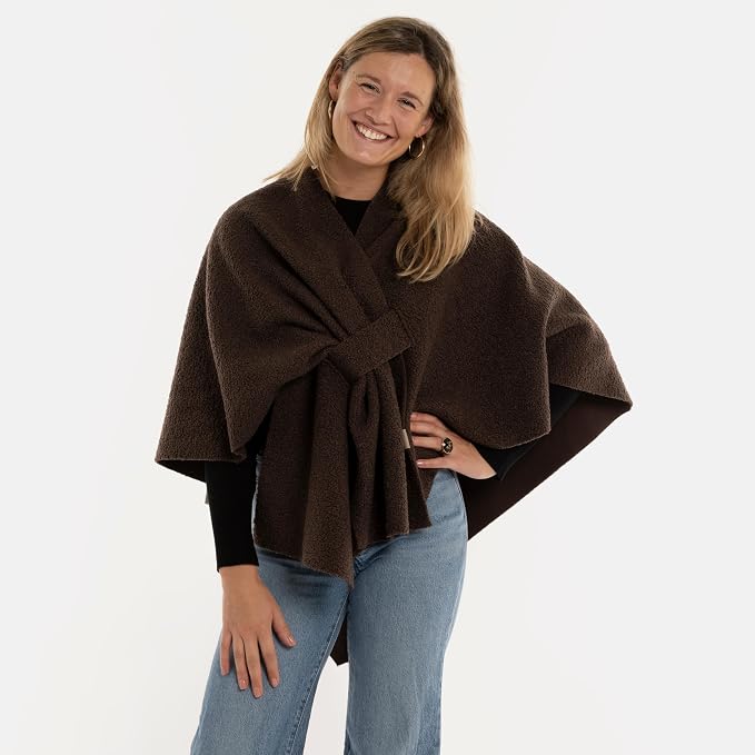 KNIT FACTORY | Omslagvest Lina Dark Brown - Afbeelding 2
