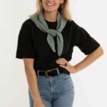KNIT FACTORY | Yuna mini driehoek sjaal Stone Green