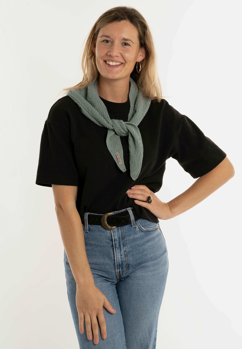 KNIT FACTORY | Yuna mini driehoek sjaal Stone Green